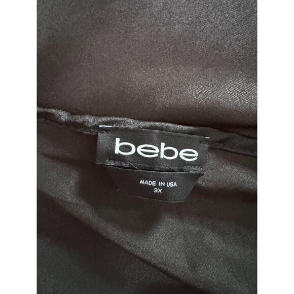 Bebe Dress 3X Black Slip Midi Cowl Neck Satin Style Plus Size Made in USA NWT - Picture 11 of 14